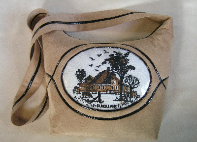 nel tip handgemaakte tas - vintage borduurwerk stolpboerderij