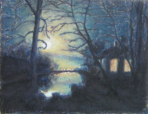 weelsloot maannacht - 2008 pastel 32x24 cm